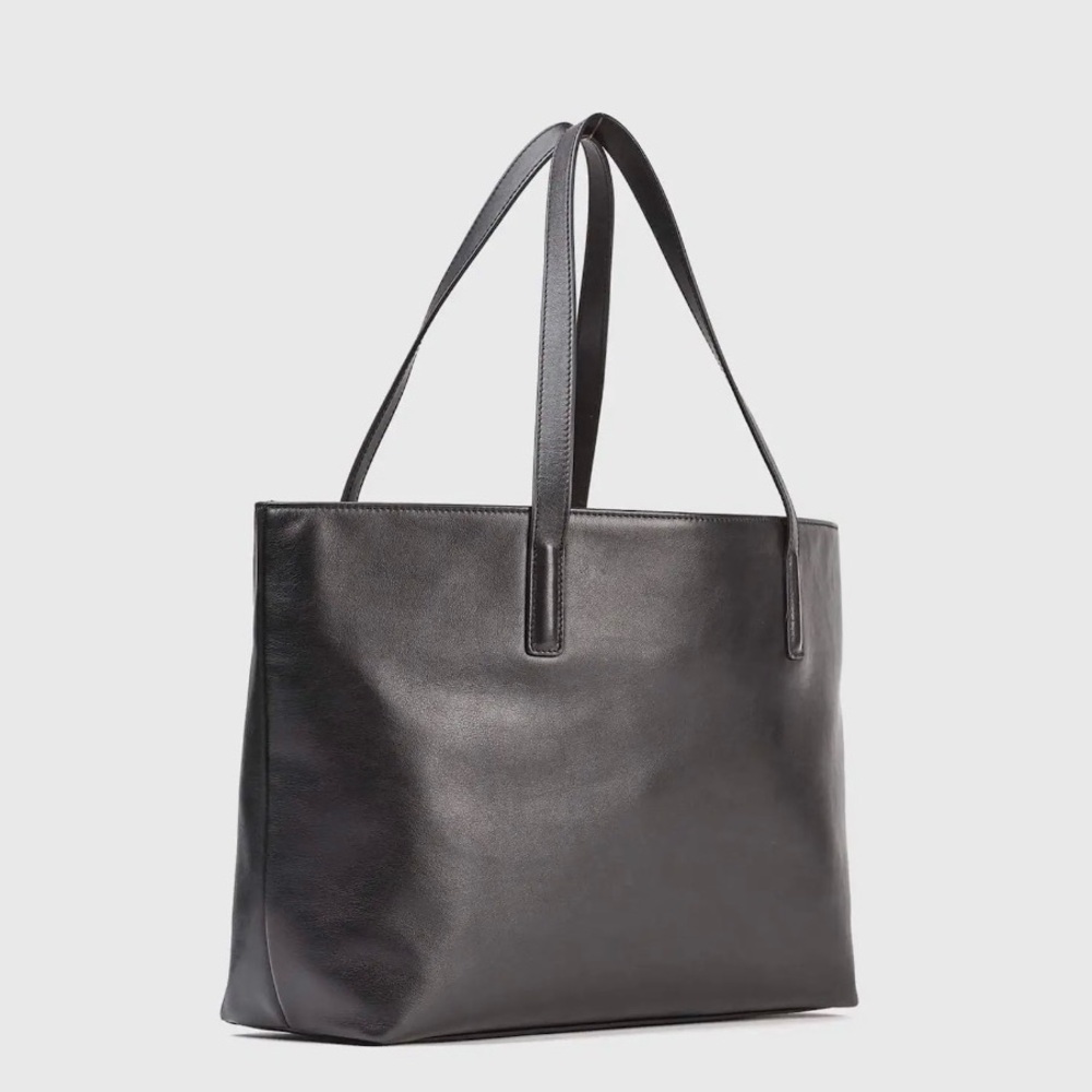 Quince Black Leather Tote Bag
